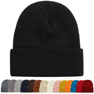 Unisex Knit Cuff Beanie Slouchy Skull Cap Warm Winter Hat Minimal Chic